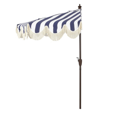 Beverly 9 ft. Designer Classic Scalloped Fringe Half Market Patio Umbrella
